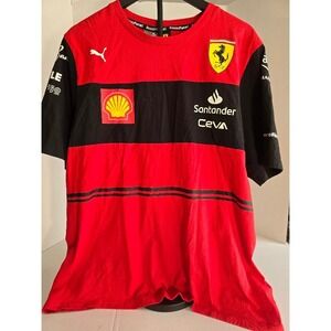 Puma Ferrari Racing Team Polo Shirt EssreFerrari Mens Red Black Sponsor Logos 2X